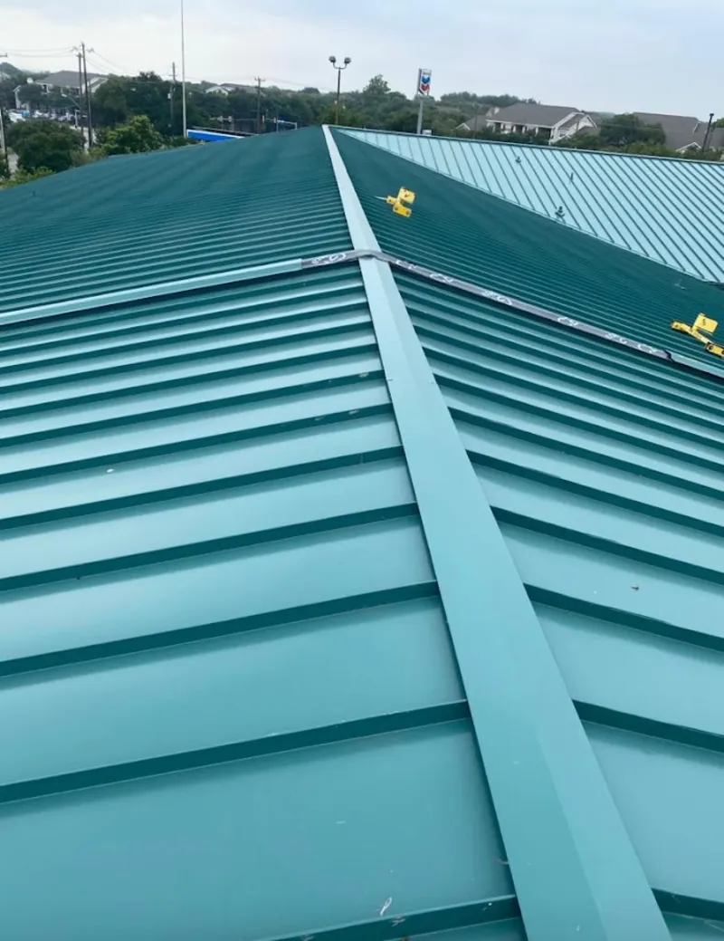 Green commercial metal roof ridge and valley for Metal Roof Repair in Oradell